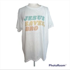 Jesus Saves Bro Graphic T-Shirt Sz L